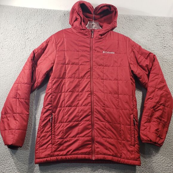 Columbia Jacket Youth XL Extra Large Red Sherpa Fleece Lined Full Zip Stretch